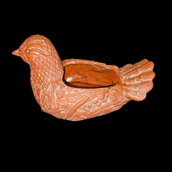 Vintage 1985 Teleflora Terracotta Hen Planter Rustic Clay Bird Pottery - Picture 1 of 8